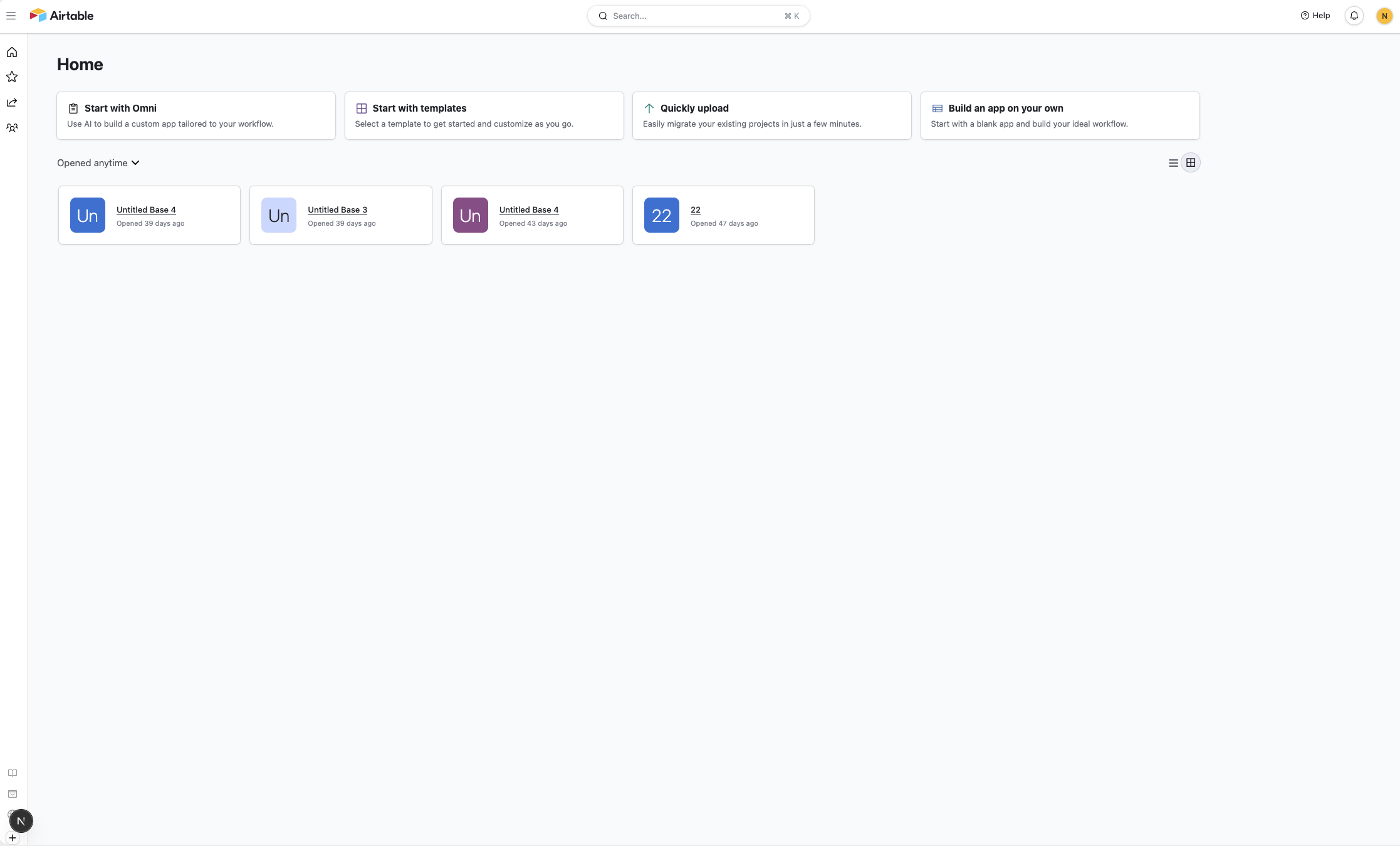 Airtable clone grid views interface