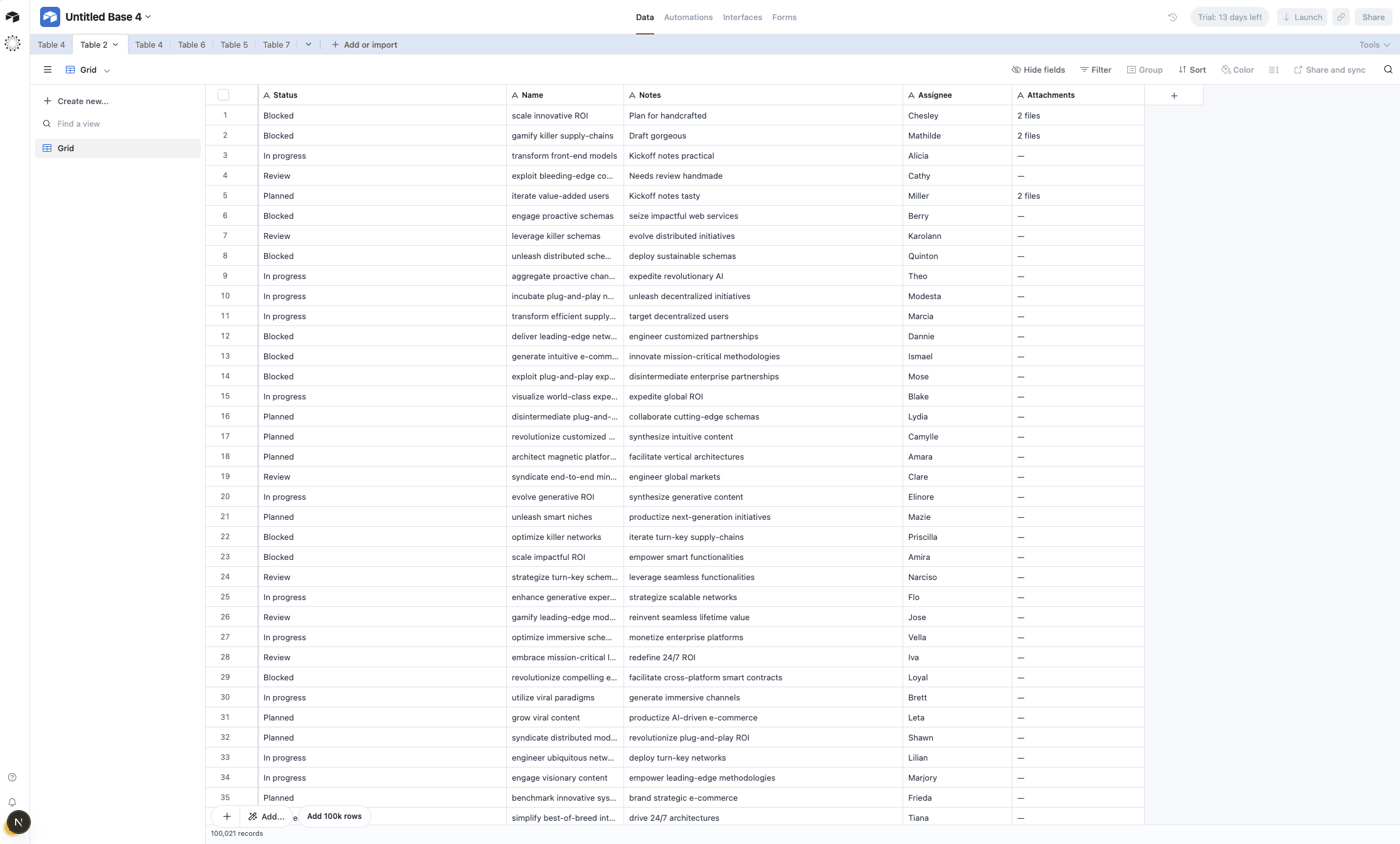 Airtable clone tables workspace